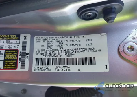 2014 Toyota Tundra Sr5 5.7L V8 z USA, uszkodzony, nr VIN 5TFDY5F1XEX401190